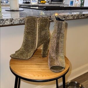 Aldo Gold Glitter Heeled Ankle Boots